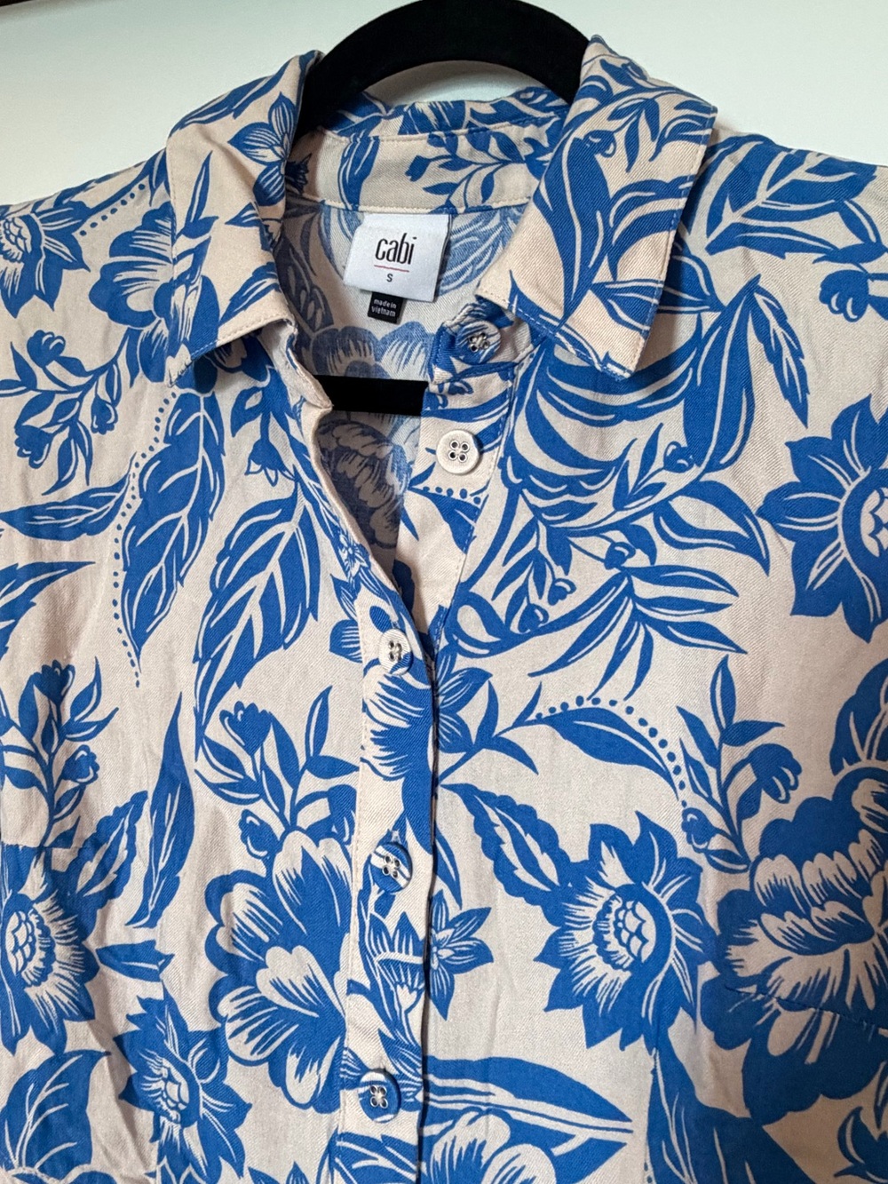 CABI Athena Dress Blue Floral Button Front Shirt Dress in Size S - Picture 3 of 6